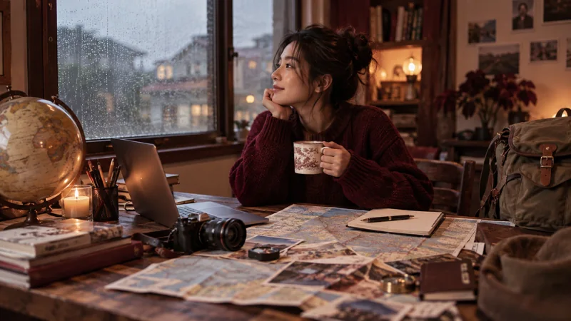 雨窗旁的旅行准备物件